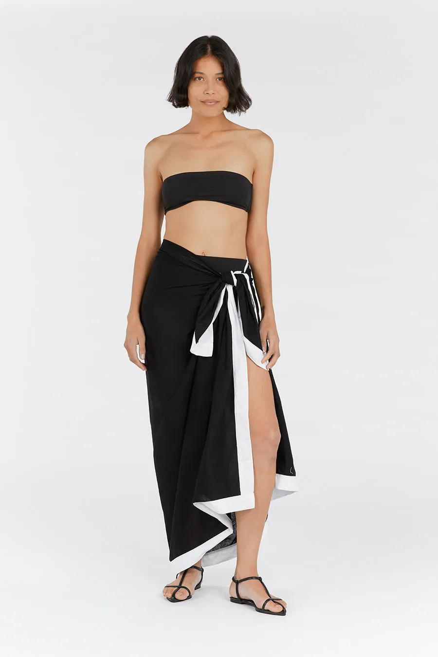 CALLIE BLACK CONTRAST LINEN SARONG sold by Dissh product image thumbnail 2