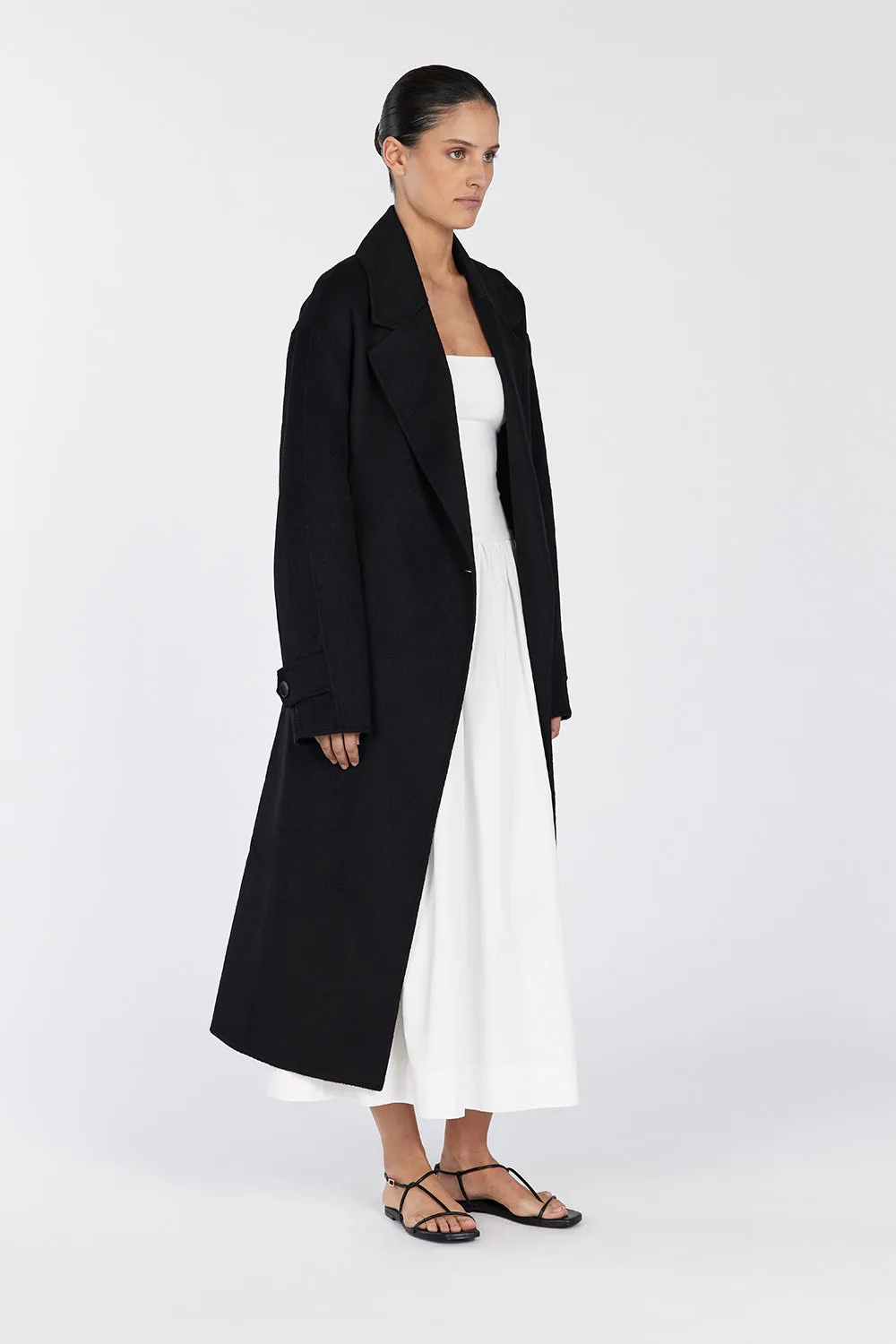 MILES BLACK OVERSIZED WOOL WRAP COAT sold by Dissh product image thumbnail 3