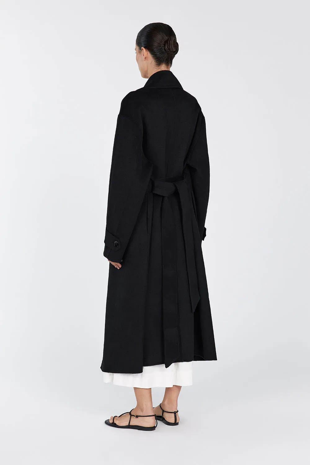 MILES BLACK OVERSIZED WOOL WRAP COAT sold by Dissh product image thumbnail 4