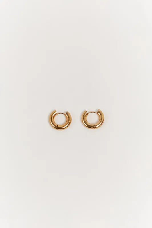 PORTER MINI MARGOT GOLD HOOP EARRINGS sold by Dissh