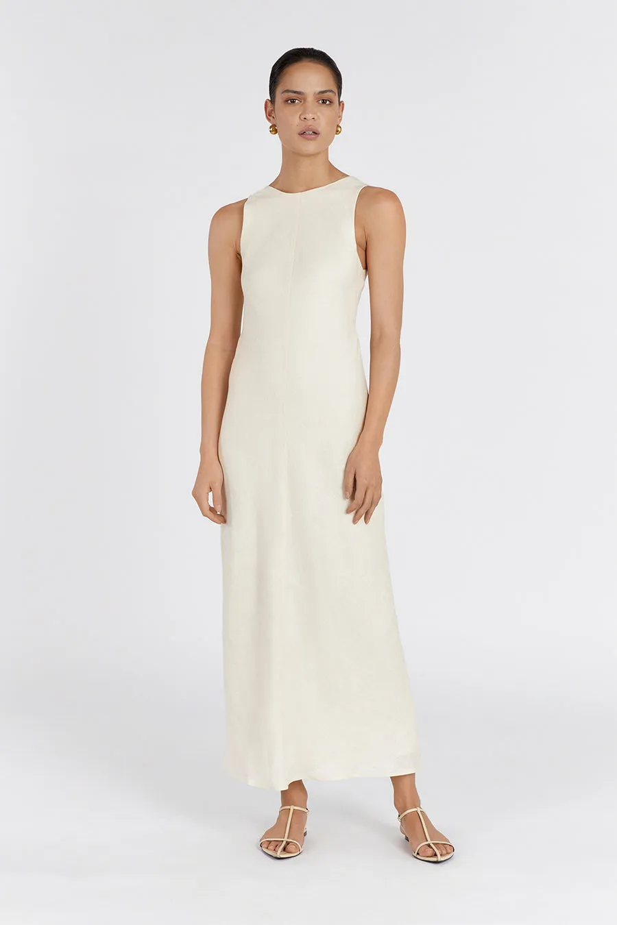 MERCURY BUTTERMILK LINEN MIDI DRESS sold by Dissh