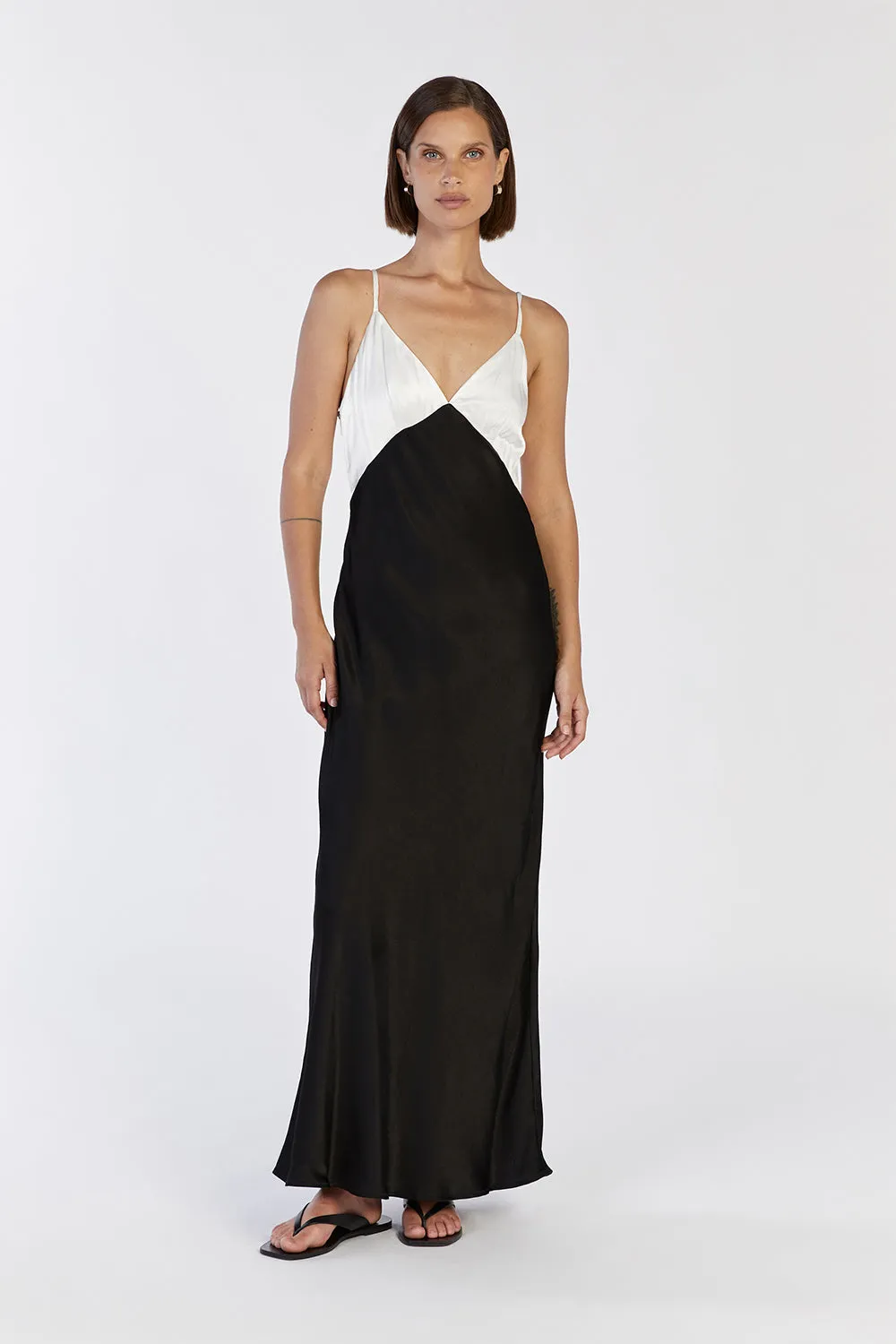 MILLY BLACK SATIN MIDI DRESS sold by Dissh