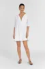 NADIA WHITE LINEN SMOCK DRESS sold by Dissh