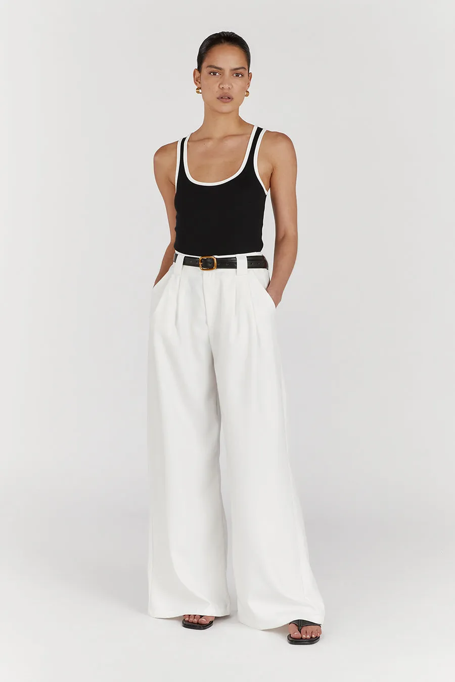 HARLEY WHITE WIDE LEG PANT sold by Dissh product image thumbnail 2