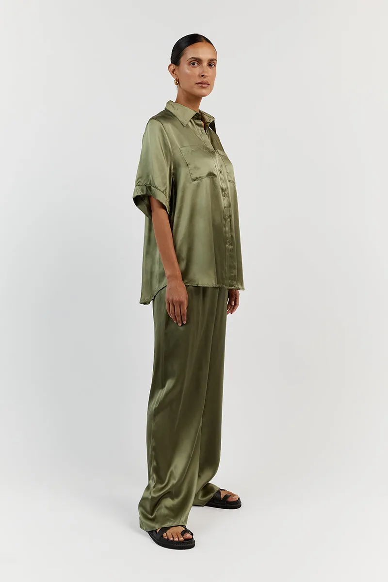 EVANS OLIVE SILK PANT sold by Dissh product image thumbnail 3