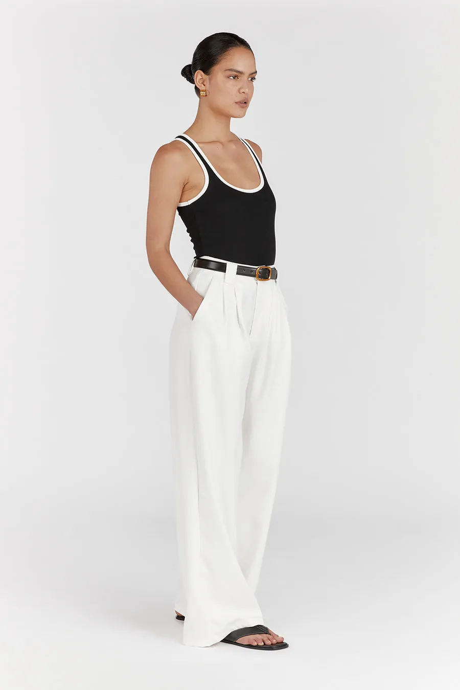 HARLEY WHITE WIDE LEG PANT sold by Dissh product image thumbnail 3