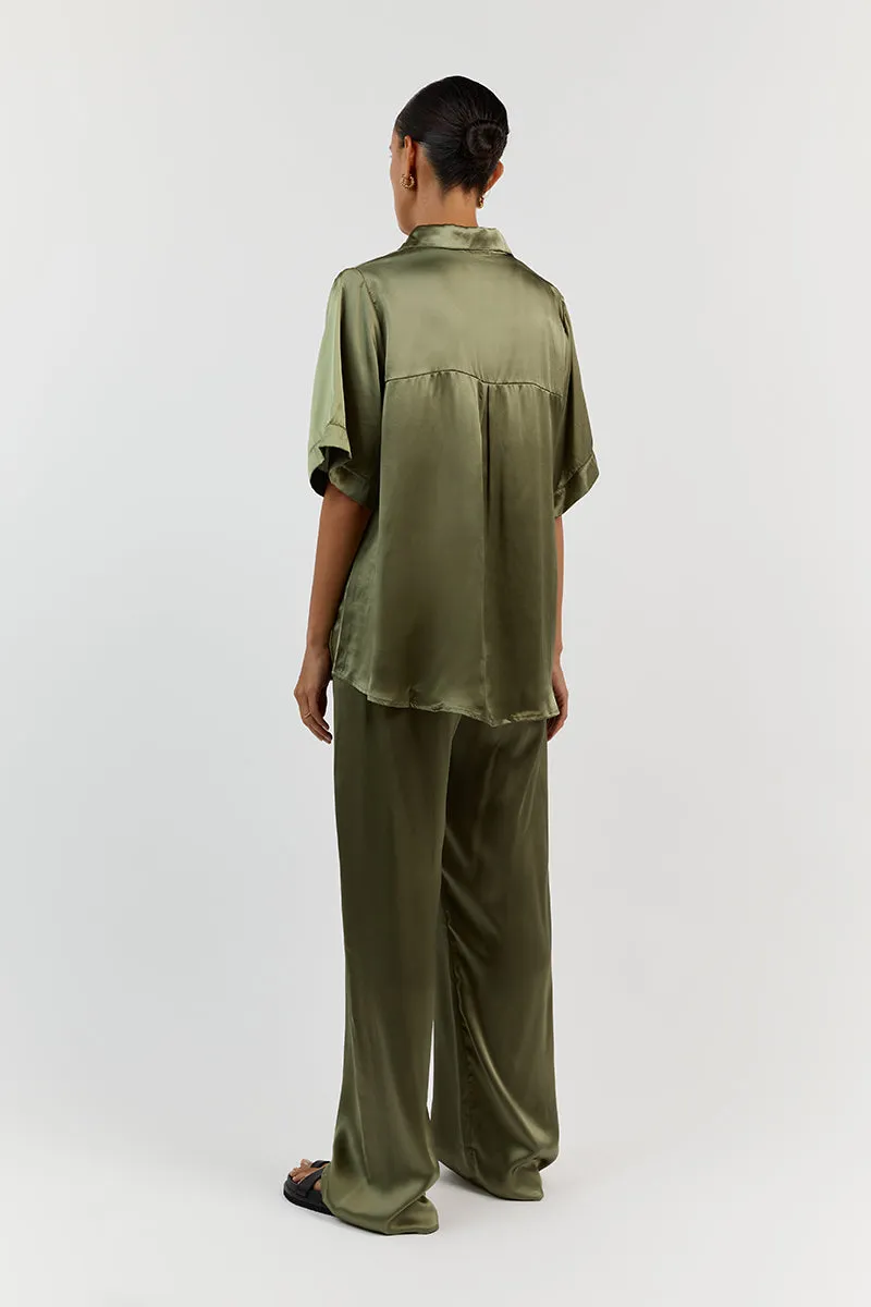 EVANS OLIVE SILK PANT sold by Dissh product image thumbnail 4