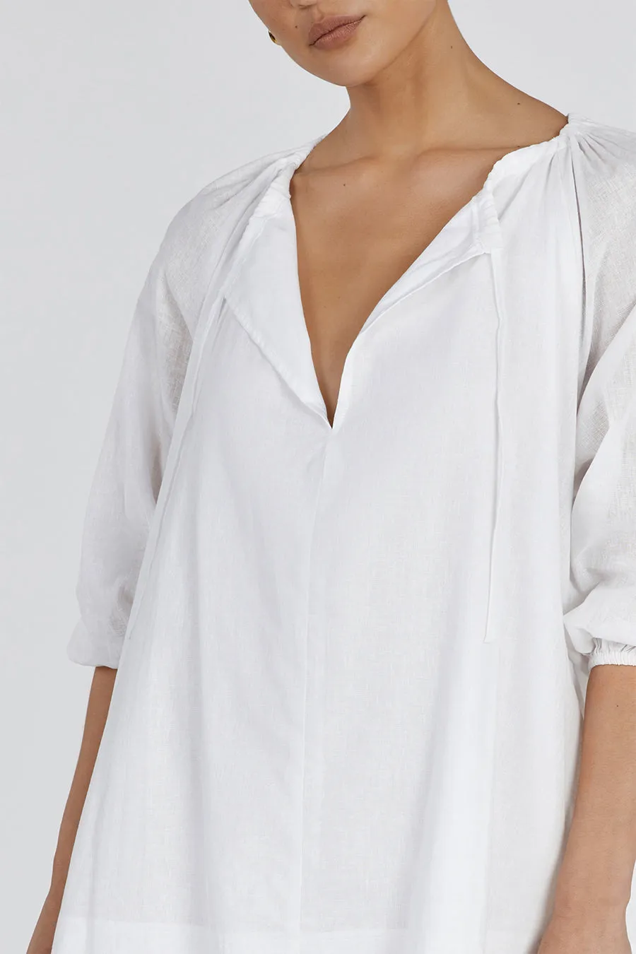 NADIA WHITE LINEN SMOCK DRESS sold by Dissh product image thumbnail 5