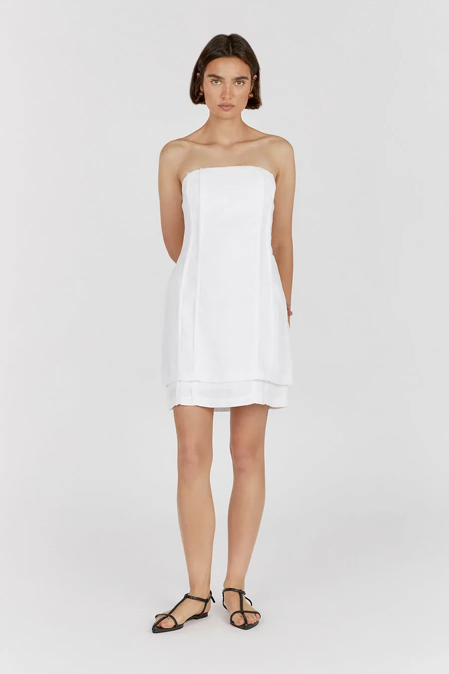DULCE WHITE LINEN MINI DRESS sold by Dissh product image thumbnail 2