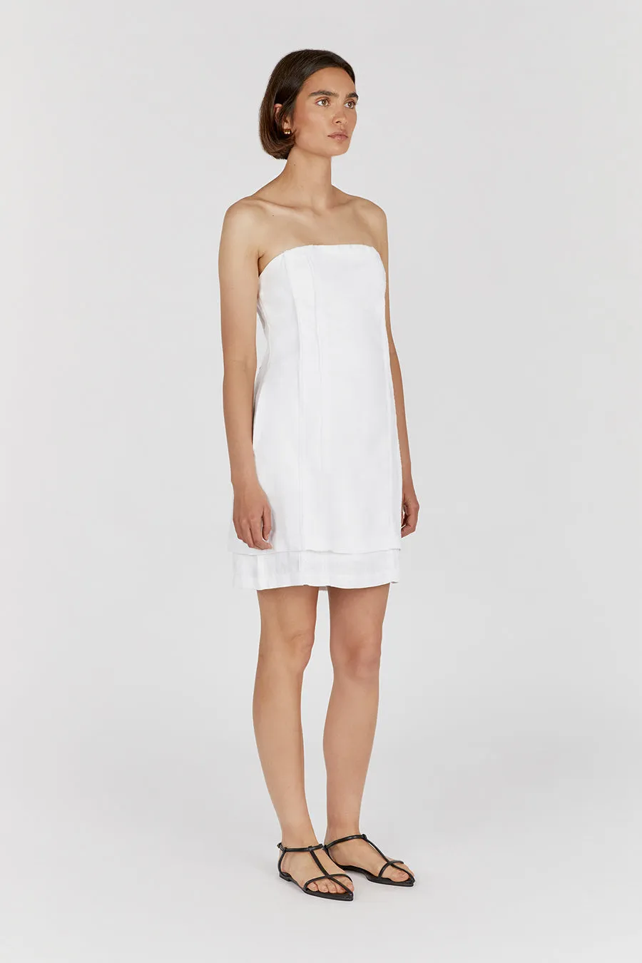 DULCE WHITE LINEN MINI DRESS sold by Dissh product image thumbnail 3