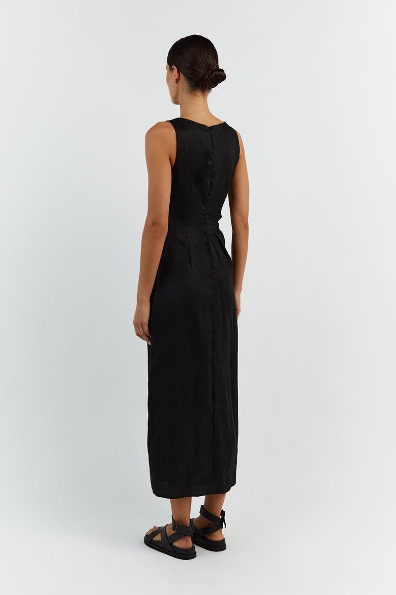 LEILANI BLACK LINEN MIDI DRESS sold by Dissh product image thumbnail 4