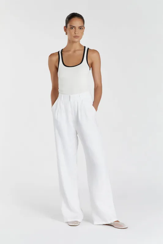 THEO OFF WHITE CONTRAST TANK sold by Dissh