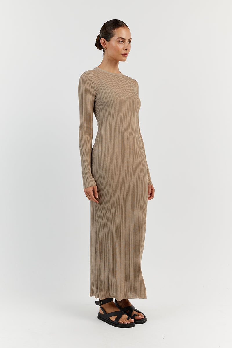 HARPER TAUPE LONG SLEEVE KNIT DRESS sold by Dissh product image thumbnail 3
