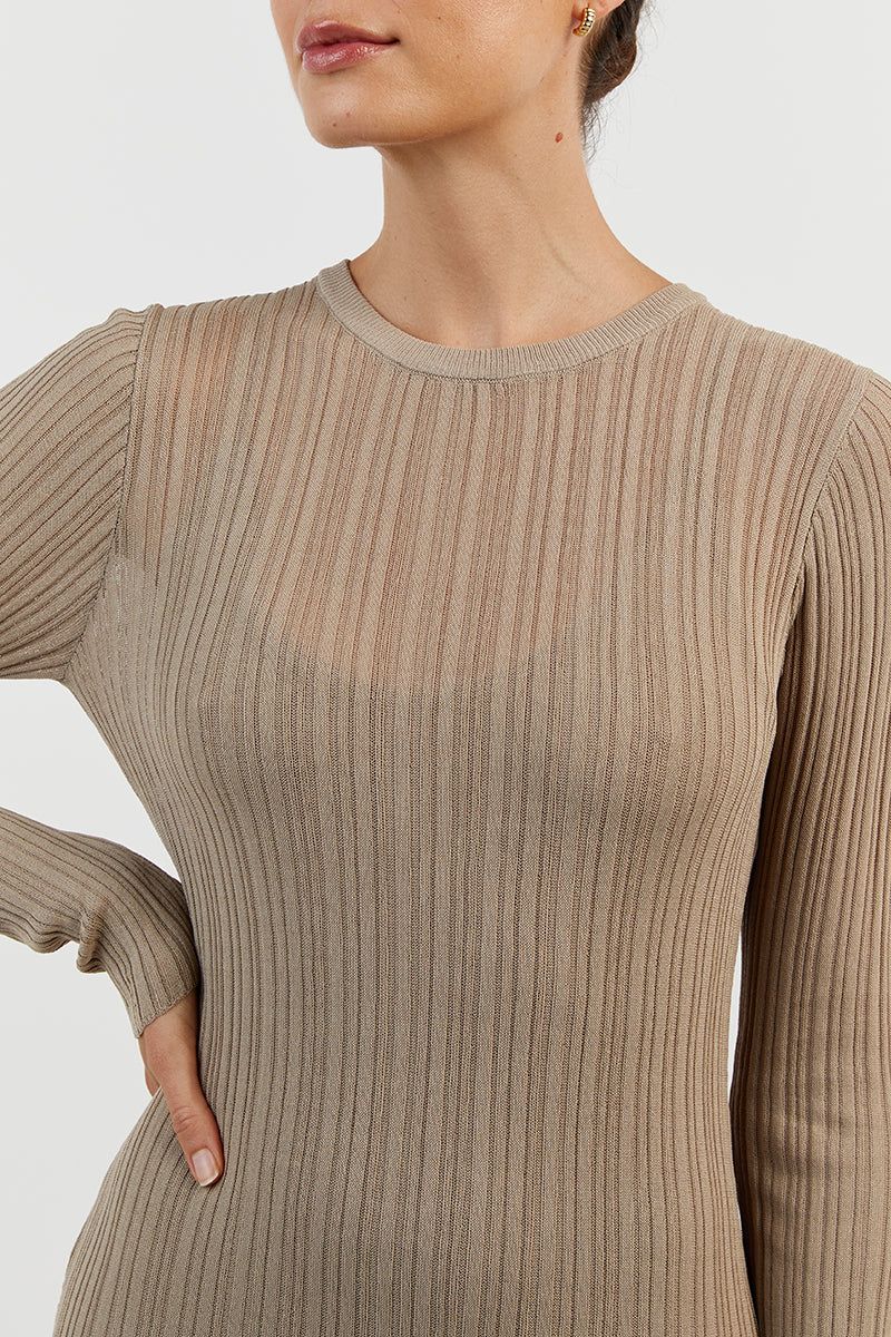 HARPER TAUPE LONG SLEEVE KNIT DRESS sold by Dissh product image thumbnail 5