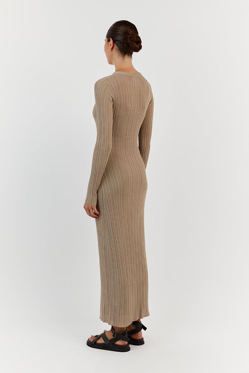 HARPER TAUPE LONG SLEEVE KNIT DRESS sold by Dissh product image thumbnail 4
