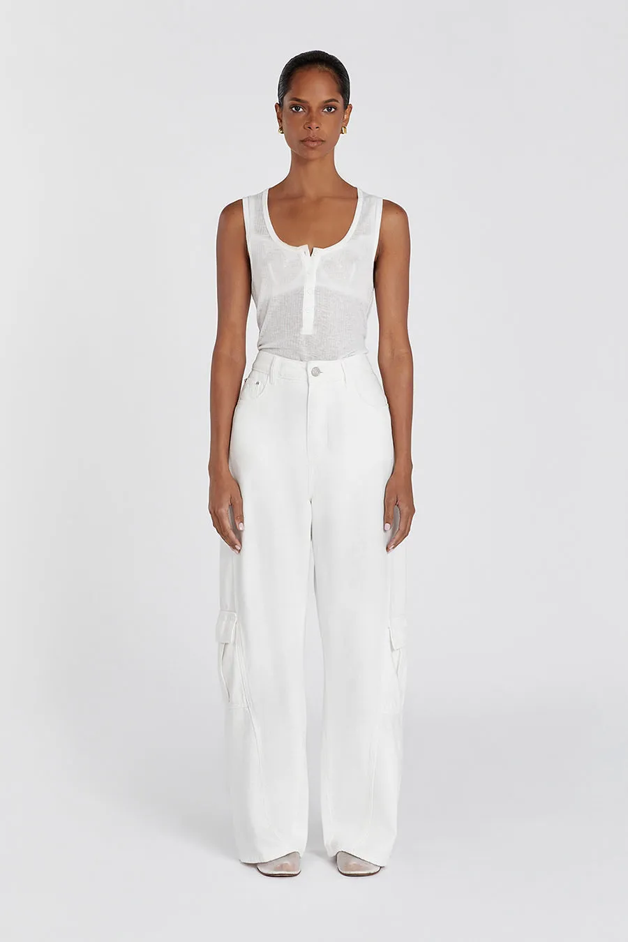 ARDEN OFF WHITE KNIT TANK sold by Dissh