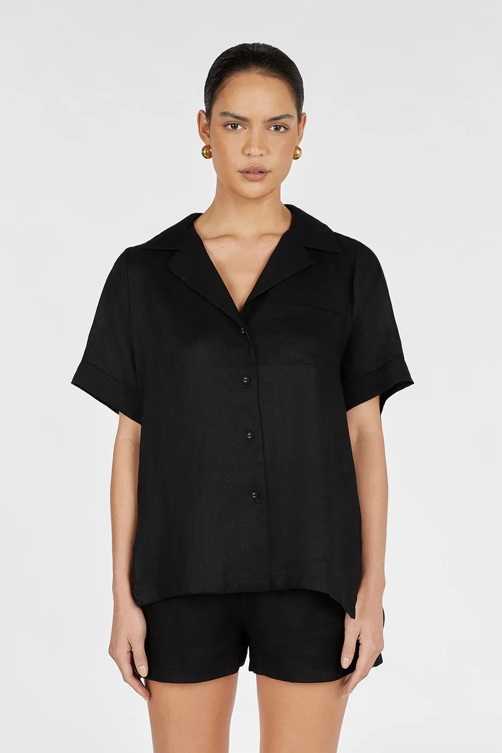 CAMPBELL BLACK LINEN SHIRT sold by Dissh product image thumbnail 2
