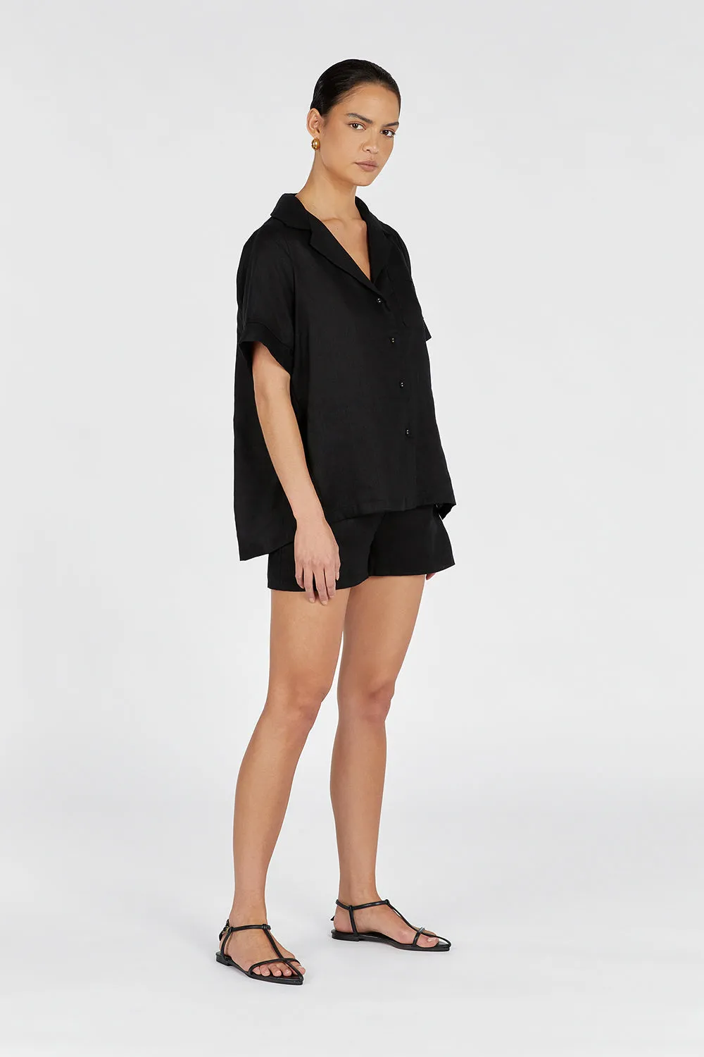 CAMPBELL BLACK LINEN SHIRT sold by Dissh product image thumbnail 3