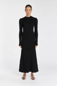 DONNA BLACK LONG SLEEVE MIDI DRESS sold by Dissh