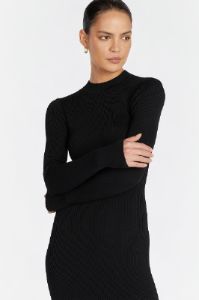 DONNA BLACK LONG SLEEVE MIDI DRESS sold by Dissh
