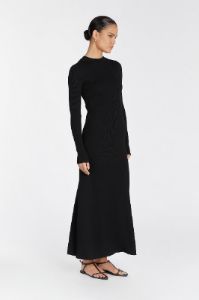 DONNA BLACK LONG SLEEVE MIDI DRESS sold by Dissh