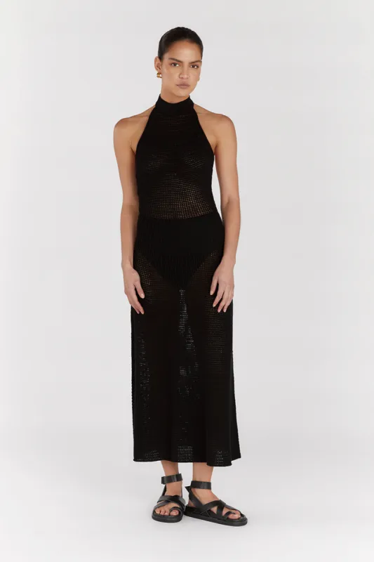 ZADIE BLACK CROCHET MIDI DRESS sold by Dissh