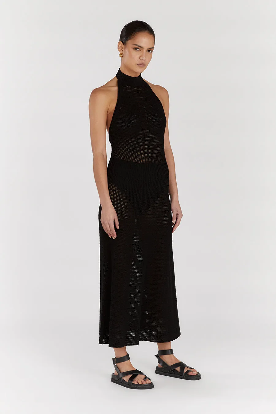 ZADIE BLACK CROCHET MIDI DRESS sold by Dissh product image thumbnail 3