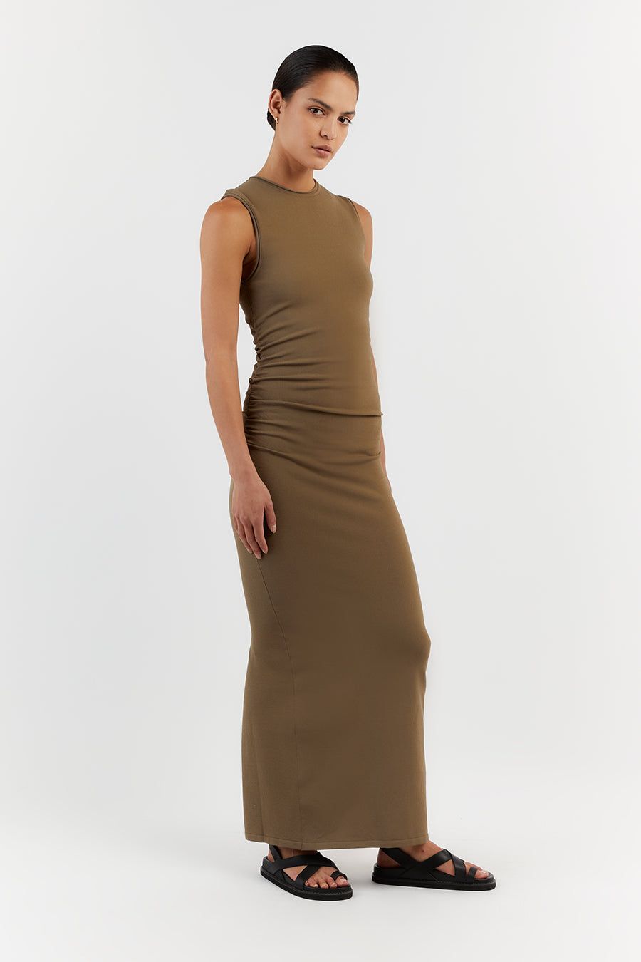 ROMY KHAKI SLEEVELESS MAXI DRESS sold by Dissh product image thumbnail 3