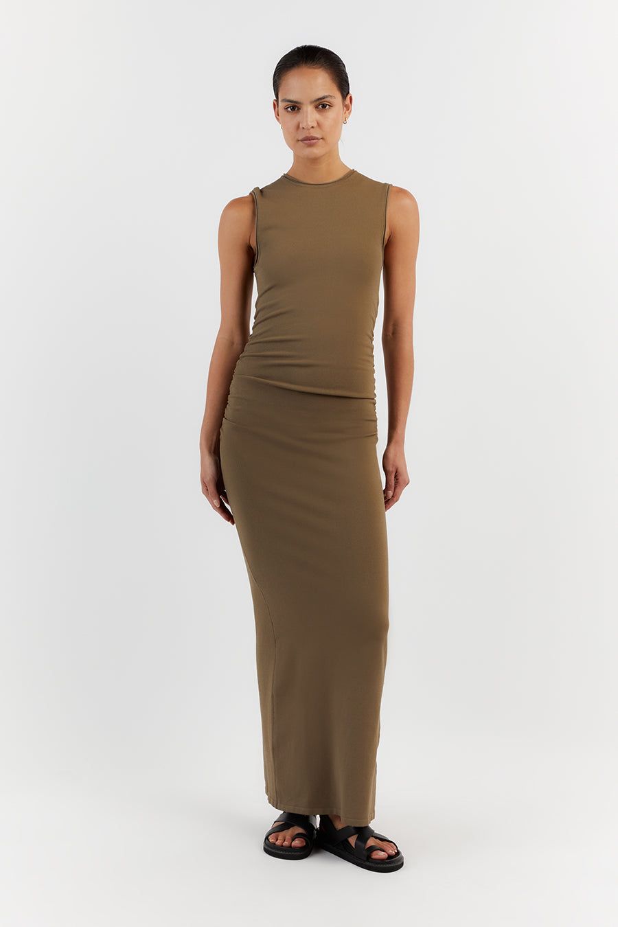 ROMY KHAKI SLEEVELESS MAXI DRESS sold by Dissh product image thumbnail 2