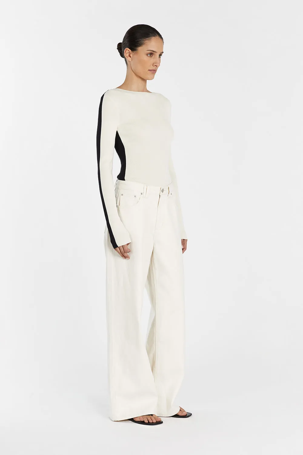 BEAU TWO TONE LONG SLEEVE KNIT TOP sold by Dissh product image thumbnail 3