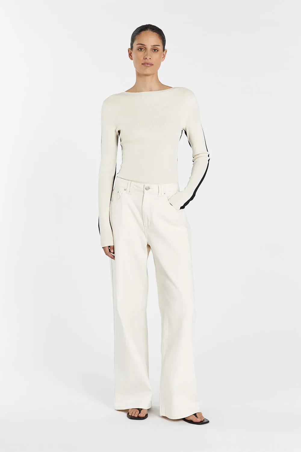 BEAU TWO TONE LONG SLEEVE KNIT TOP sold by Dissh