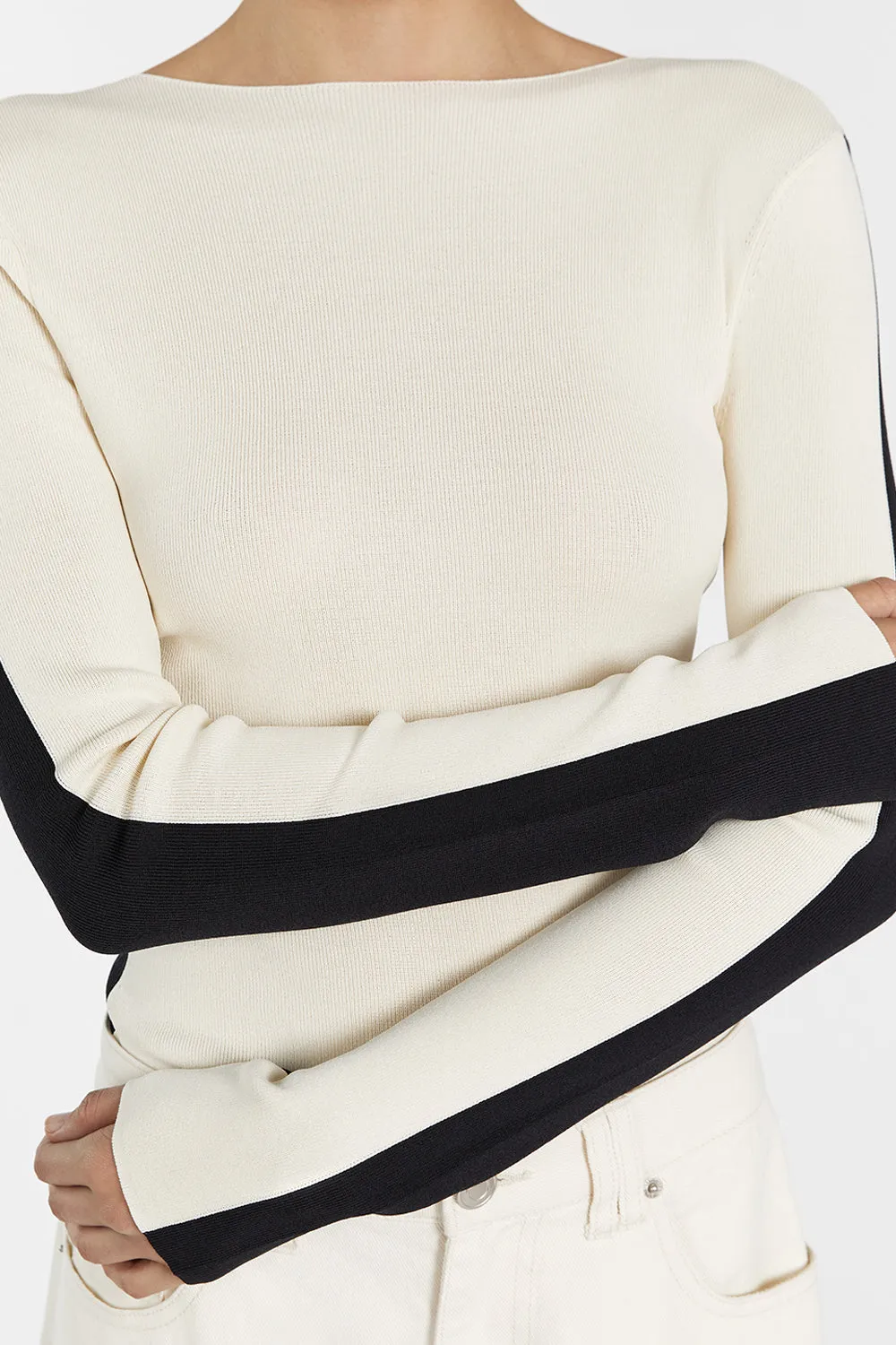 BEAU TWO TONE LONG SLEEVE KNIT TOP sold by Dissh product image thumbnail 5