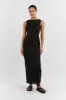 TYLA BLACK LINEN MIDI DRESS sold by Dissh