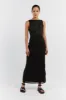 TYLA BLACK LINEN MIDI DRESS sold by Dissh