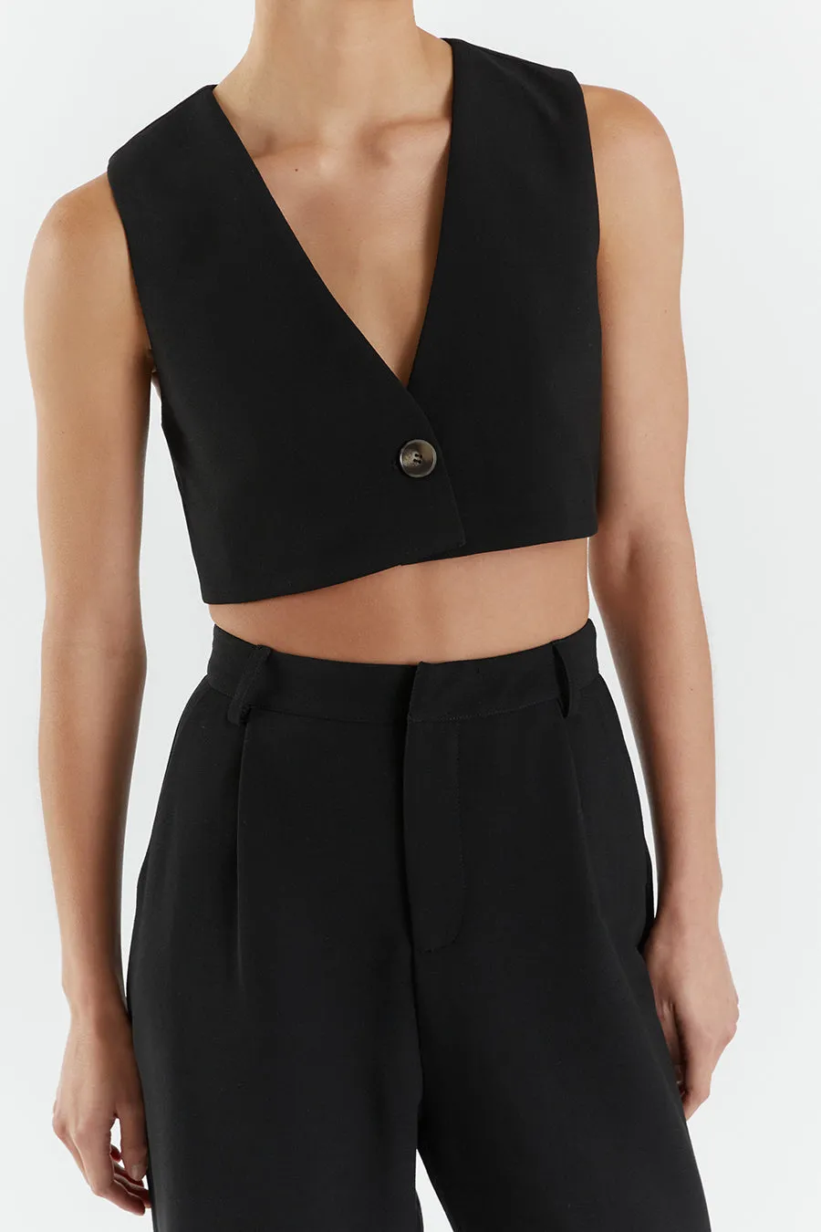 ROWAN BLACK CROPPED VEST sold by Dissh product image thumbnail 5