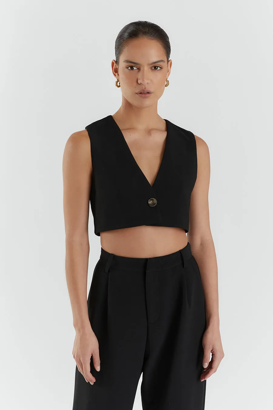 ROWAN BLACK CROPPED VEST sold by Dissh product image thumbnail 2