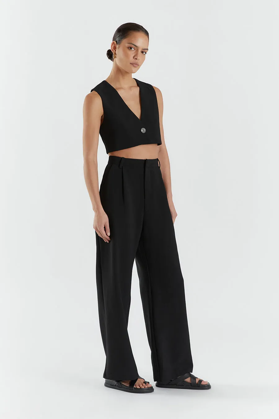 ROWAN BLACK CROPPED VEST sold by Dissh product image thumbnail 3