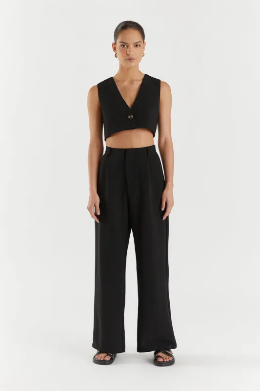ROWAN BLACK CROPPED VEST made by Dissh