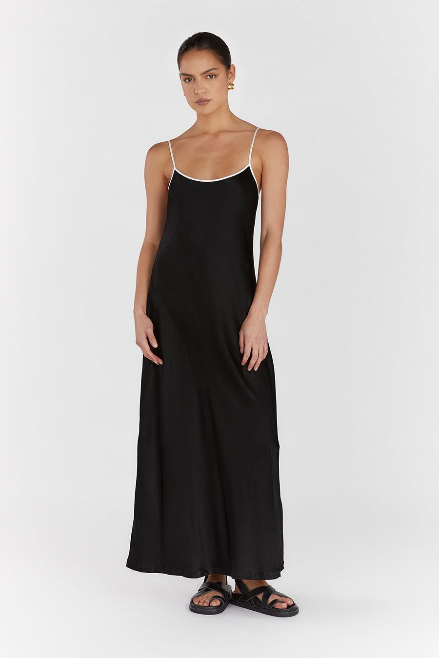 LETTY BLACK SATIN CONTRAST DRESS sold by Dissh product image thumbnail 2