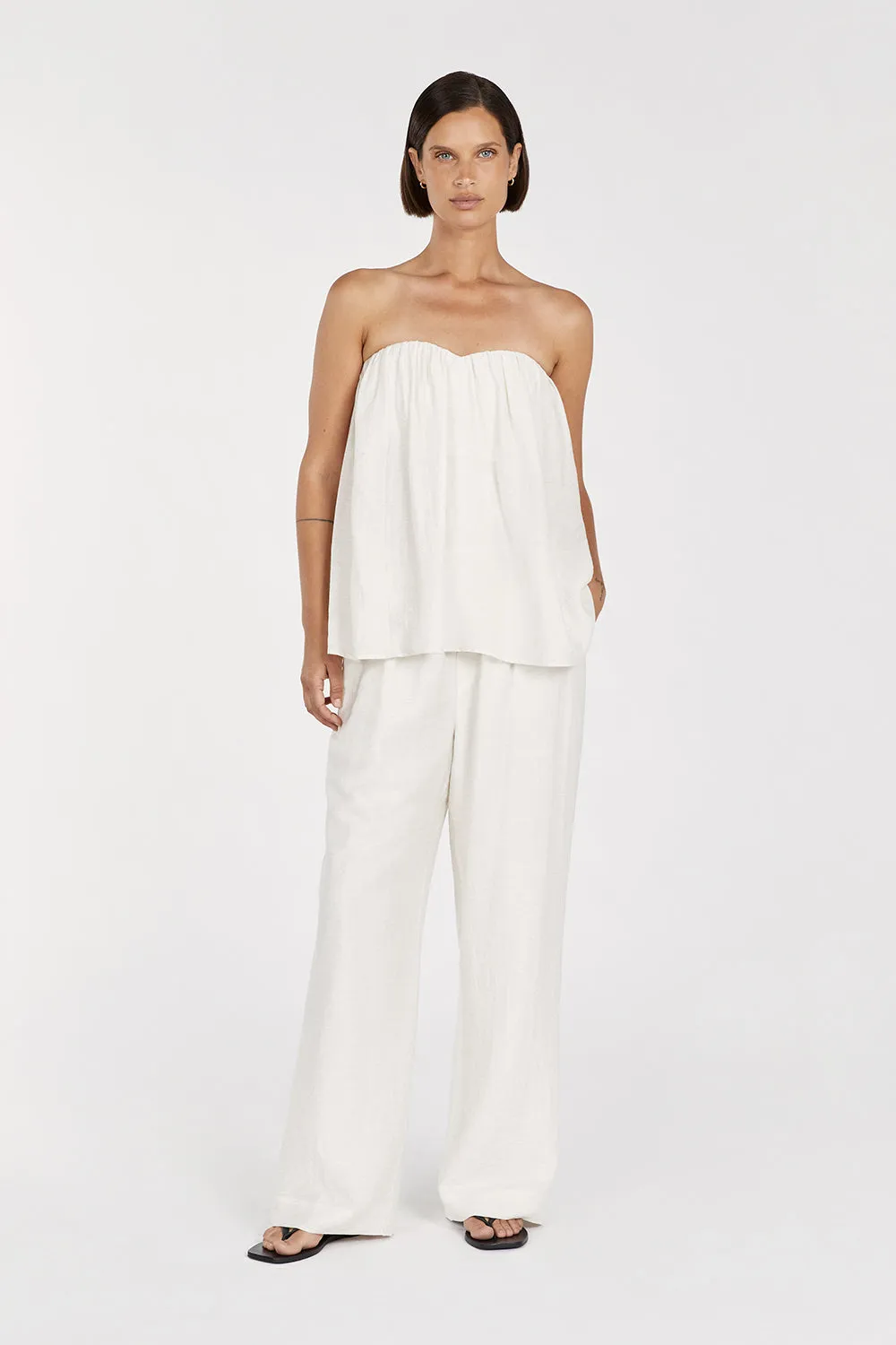 SHANIYA OFF WHITE LINEN BLEND PANT sold by Dissh product image thumbnail 2
