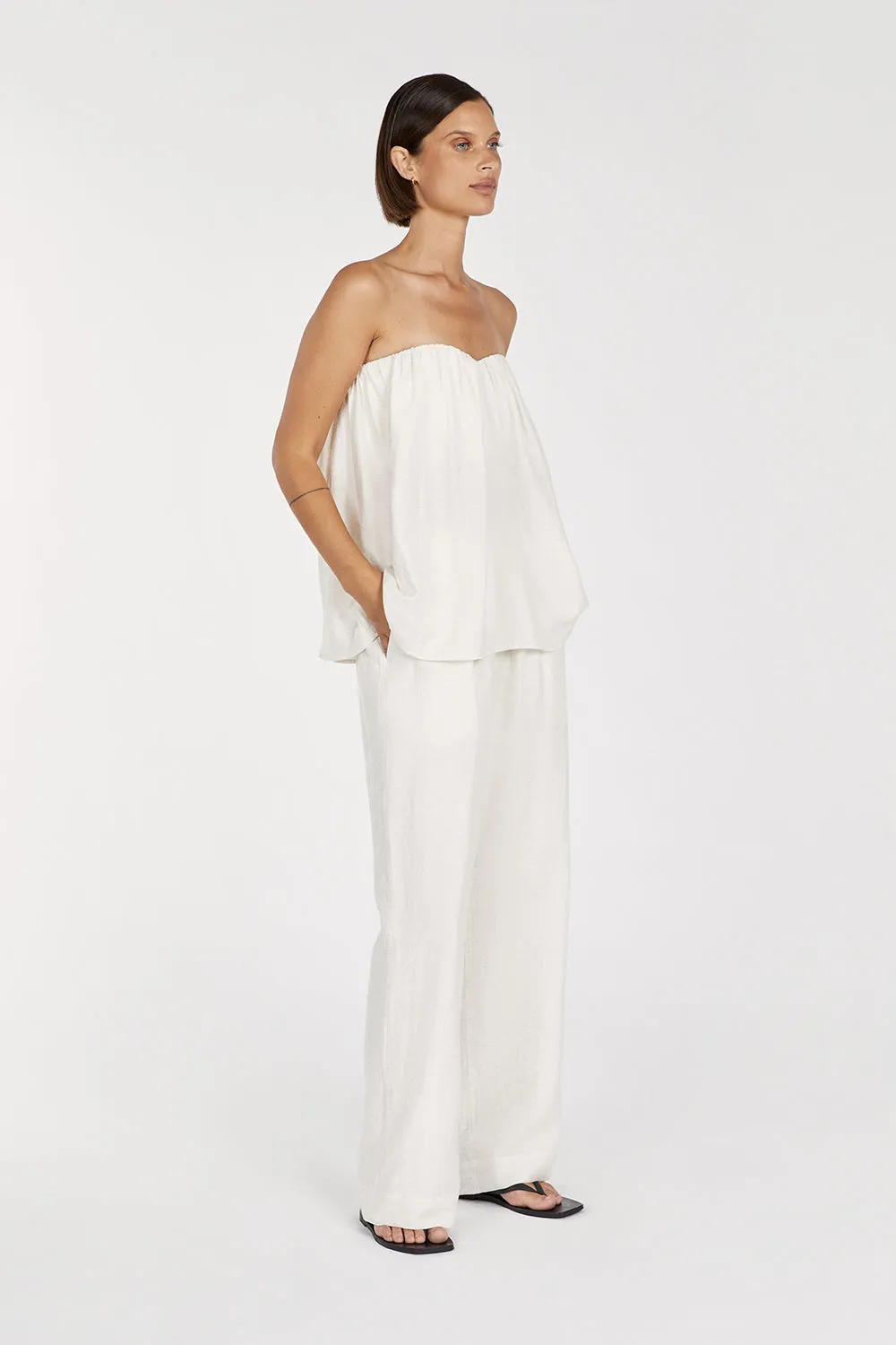 SHANIYA OFF WHITE LINEN BLEND PANT sold by Dissh product image thumbnail 4