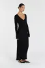 REIGN BLACK SLEEVED KNIT MIDI DRESS sold by Dissh