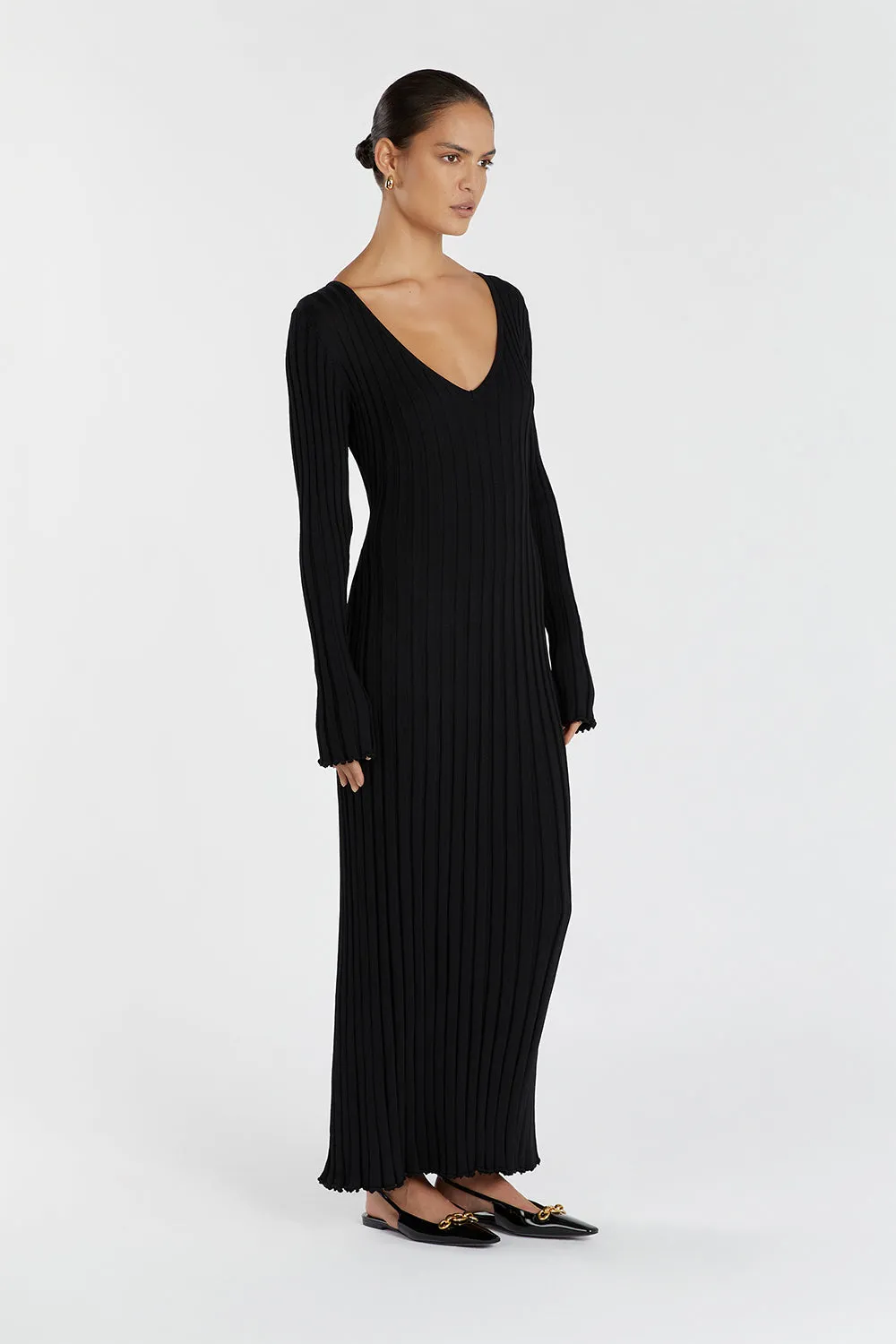 REIGN BLACK SLEEVED KNIT MIDI DRESS sold by Dissh product image thumbnail 3