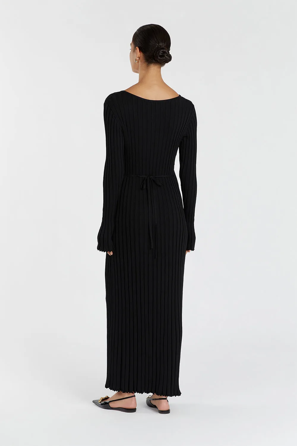 REIGN BLACK SLEEVED KNIT MIDI DRESS sold by Dissh product image thumbnail 4
