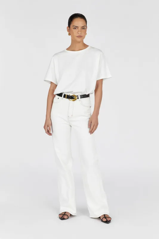 ALEXA OFF WHITE HIGH RISE STRAIGHT JEAN sold by Dissh