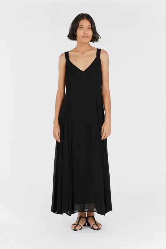 EMILY  BLACK  V-NECK MAXI DRESS sold by Dissh