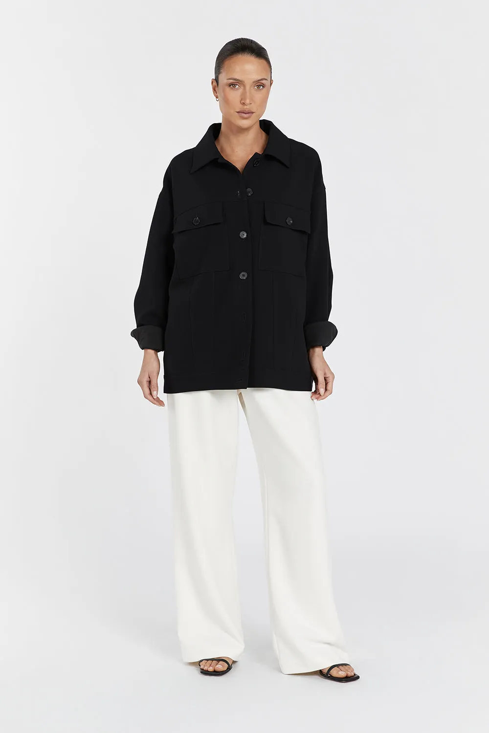 JIL BLACK TAILORED TRUCKER JACKET sold by Dissh