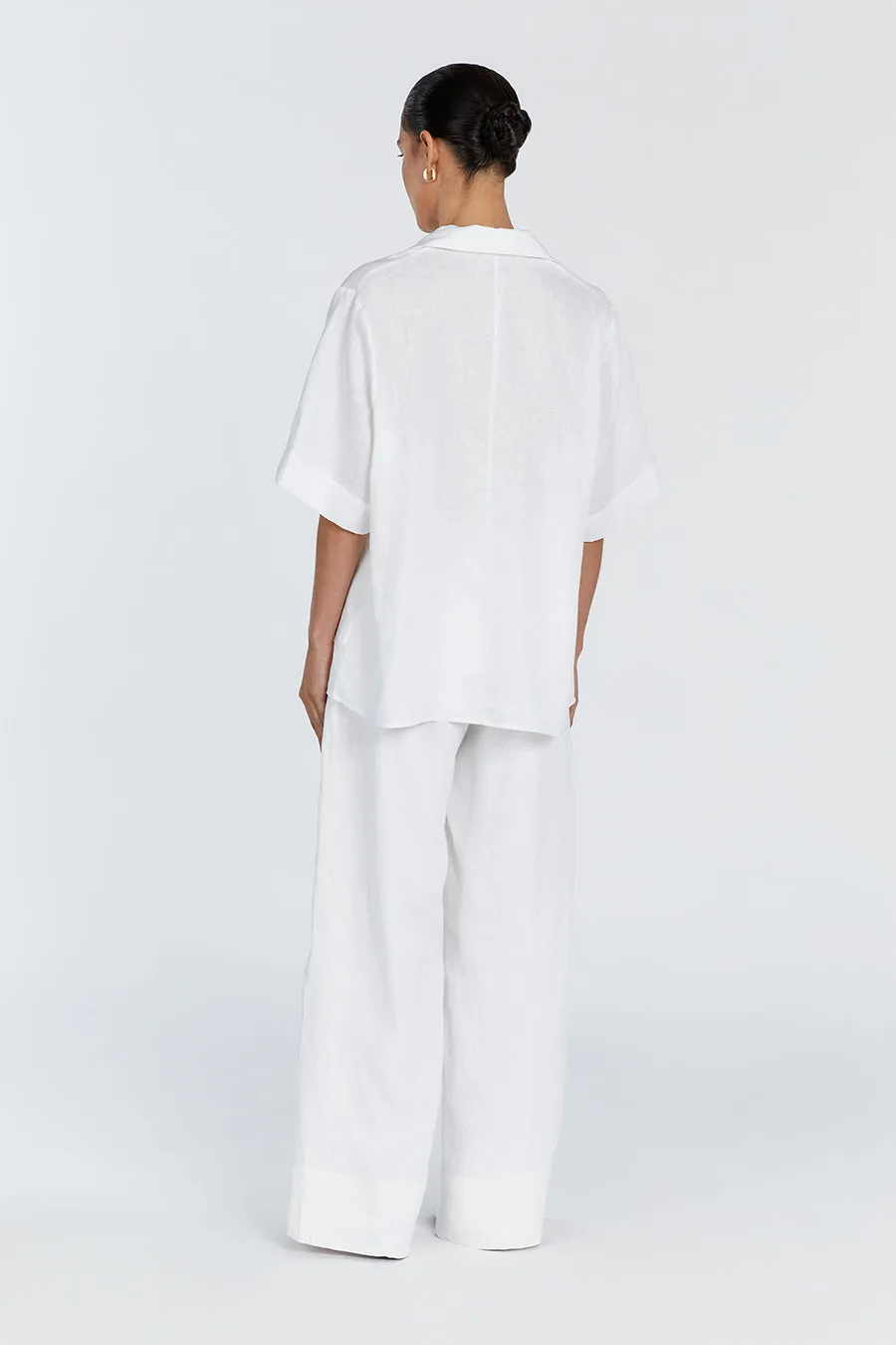 EMELIA WHITE LINEN WRAP SHIRT sold by Dissh product image thumbnail 5