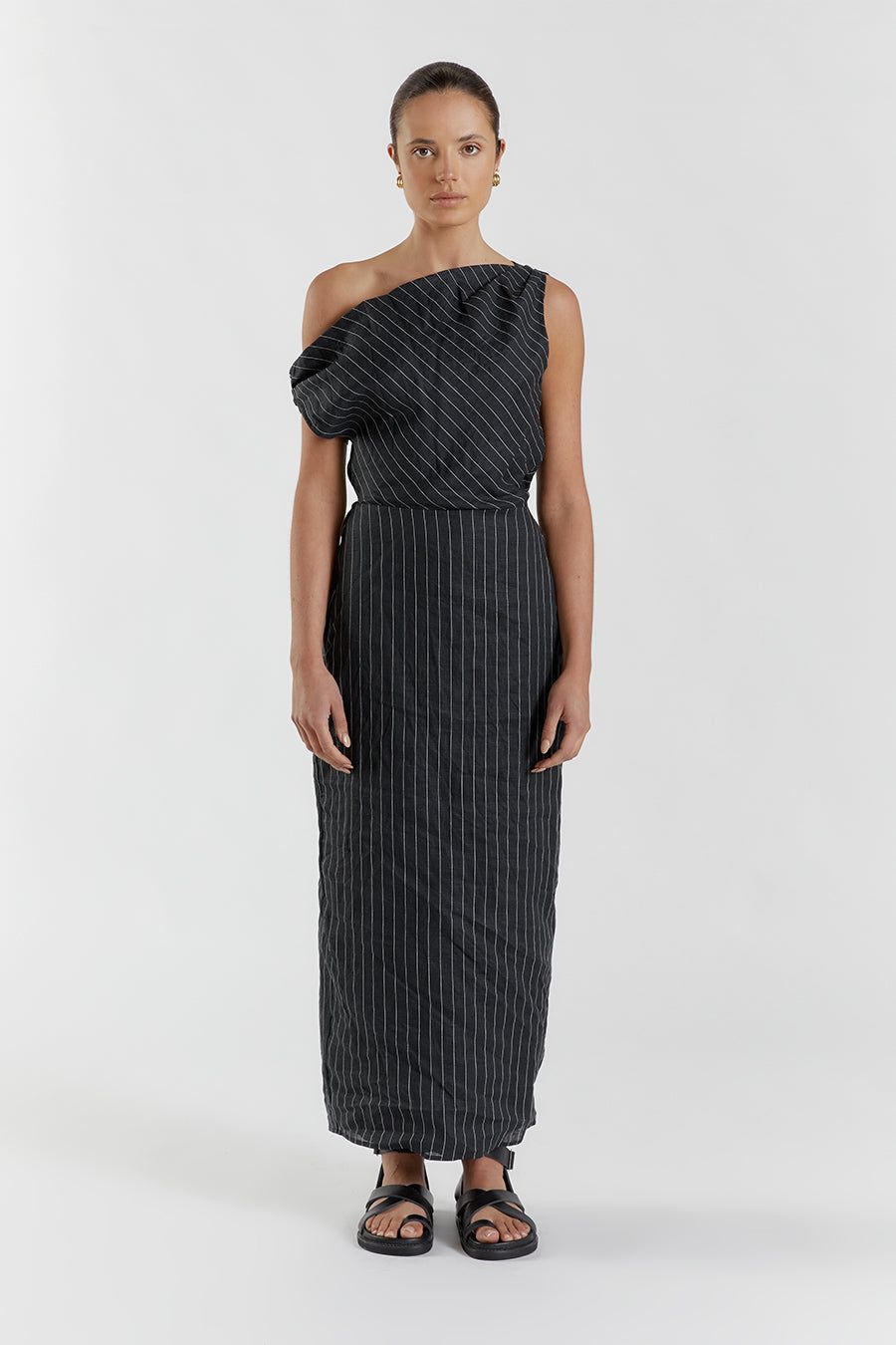 MARCEL BLACK PINSTRIPE MIDI DRESS sold by Dissh product image thumbnail 2