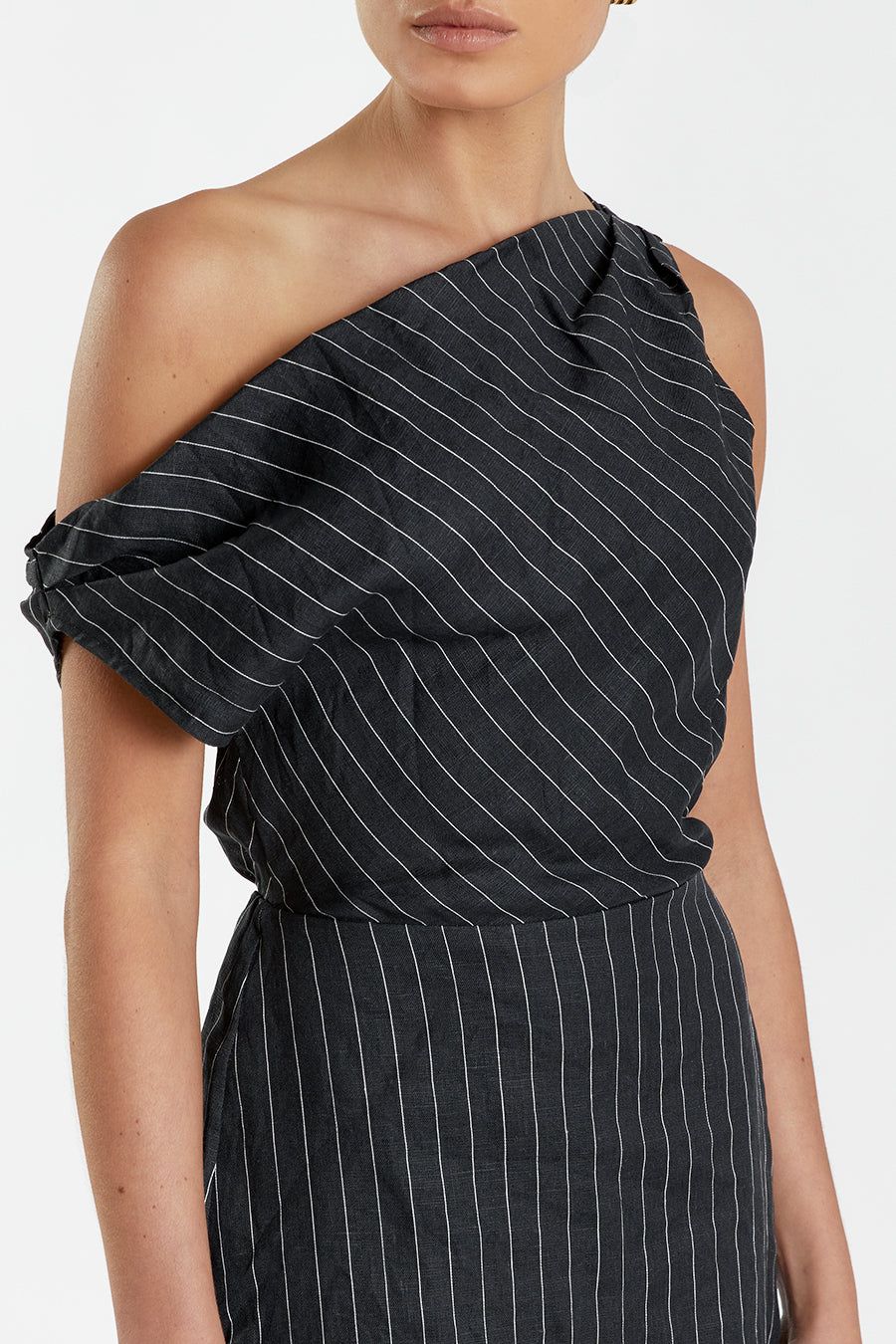 MARCEL BLACK PINSTRIPE MIDI DRESS sold by Dissh product image thumbnail 5